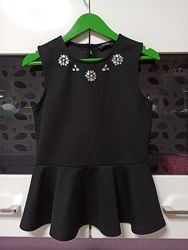 Блуза с баской черная George для девочки 10-11 лет рост 140-146 см