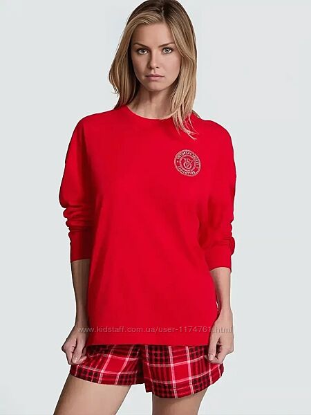 Victoria´s Secret пижама Flannel Long-Sleeve Short Tee-Jama Set