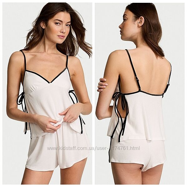 Victoria´s Secret пижама ribbed modal velvet-trim cami shorts set