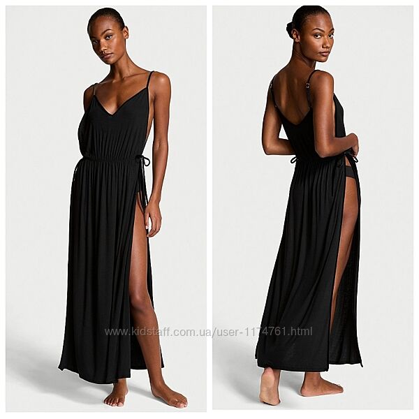 Victoria&acutes Secret платье туника Ribbed Modal Velvet-Trim Long Slip