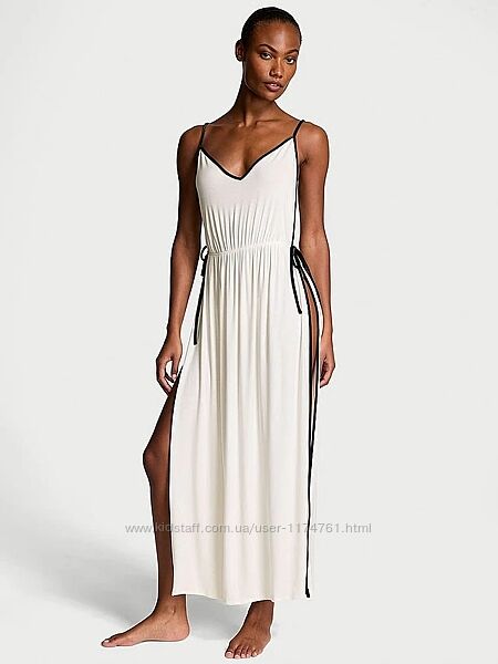Victoria´s Secret туника ночнушка Ribbed Modal Velvet-Trim Long Slip