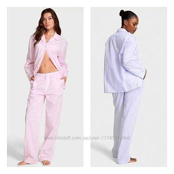 Victoria&acutes Secret пижама Heritage Cotton Shine Oversized Long Pajama 