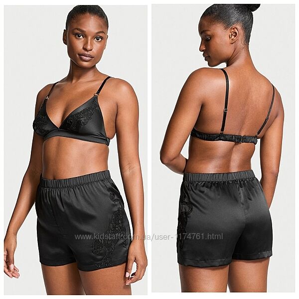 Victoria´s Secret сатиновая пижама Jaguar Satin Triangle Bralette & Boxer