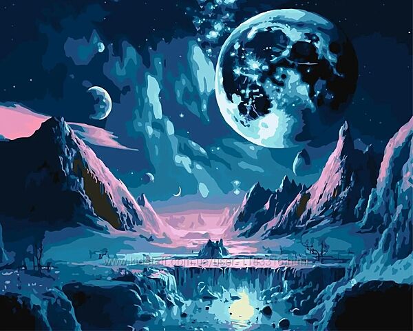 Картини за номерами. Космос, всесвіт, галактика, зірки, планети, місяць