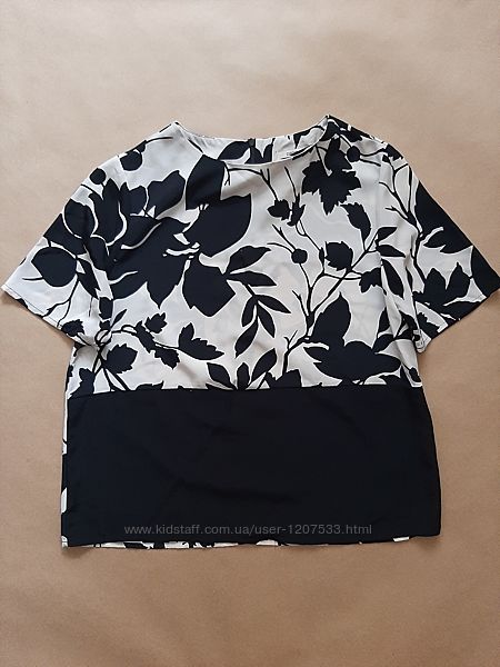 Papaya чорно-біла блузка з квітковим принтом s-m