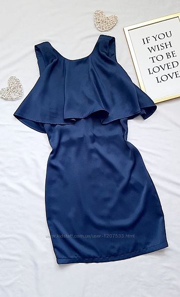 Topshop шикарне плаття з відкритою спиною xs колір морська хвиля