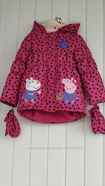 куртка Peppa Pig з рукавичками 4-5,6 р. , зима