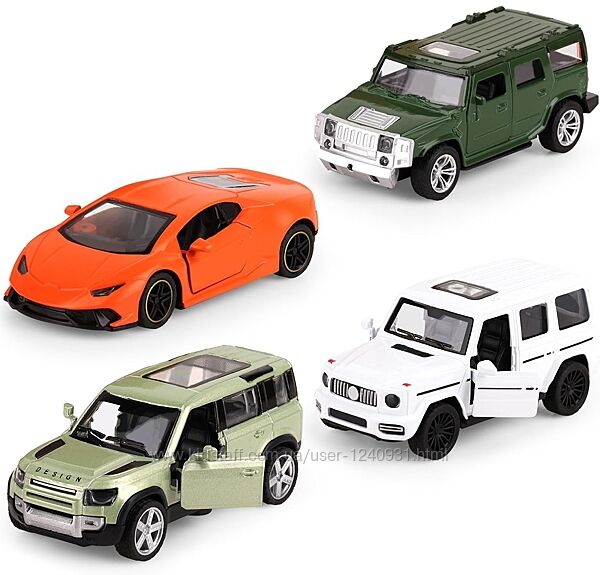 Набір металевих автомобілів 4 шт. , машинки, відкидні двері, гоночні транспо