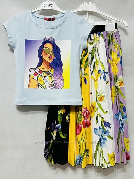 Комплект дорогая коллекция юбочка и футболка 120-164 рост