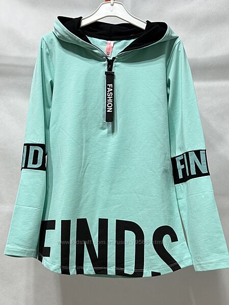 Туника свитшот с капюшоном 122-150 рост