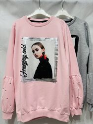 Турция свитшот туника с 3D аппликацией 140-164 рост