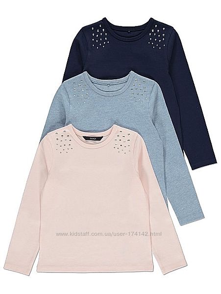 Набор из 3 регланов с камешками 9-10 лет 134 -140 George Англия оригинал