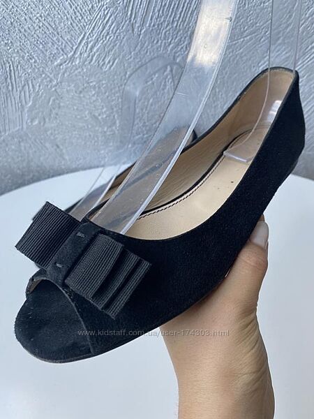 Замшевые Балетки с открытым носком