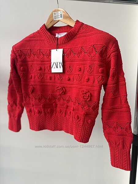 Шеніловий трикотажний светр із квітами zara 10-12 років