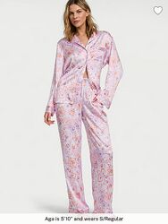 Сатиновая пижама XS Glazed Satin Long Pajama Set Виктория Сикрет Victoria