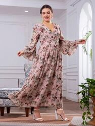 Роскошное шифоновое платье в пол  пыльная роза от Shein