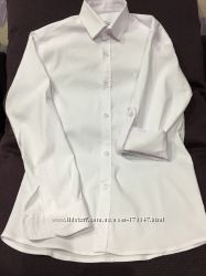 Белая школьная рубашка-трансформер на мальчика рост 152см