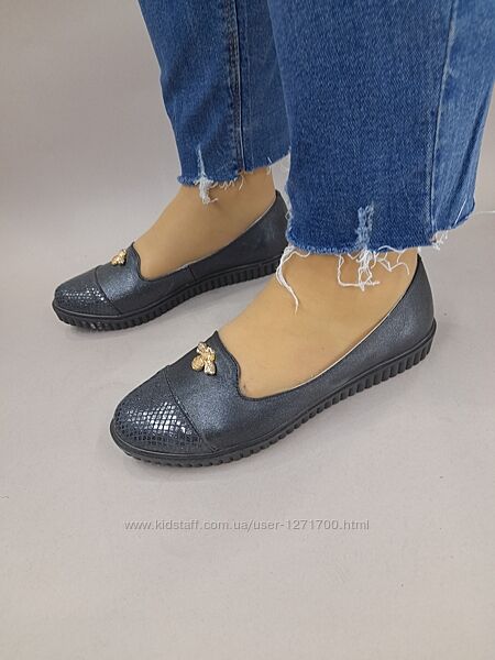 Шкіряні жіночі балетки, мокасини 36 та 37  розміру 