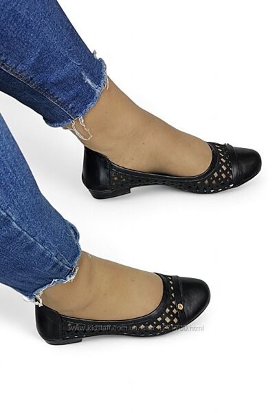 Шкіряні жіночі балетки, туфлі з перфоровані  2 моделі 36 37   розміру 