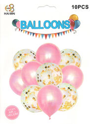 Набор шаров воздушных  Розовый с конфетти  - 10 шт. / набор 