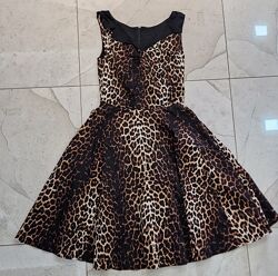 Платье леопардовое нарядное S-M-L, р.8-10-12