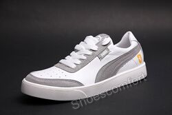 Мужские кожаные кроссовки Puma White / Gray белые с серым 