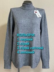 Стильний, базовий затишний  светр з кашеміром, стійка, з гудзиками на рукав