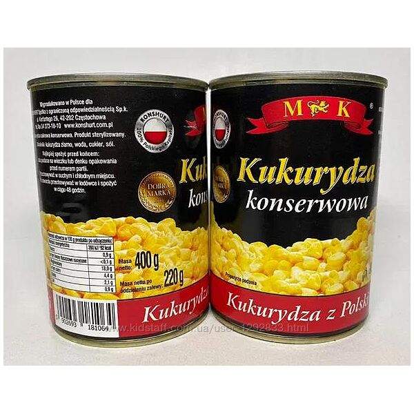M&K Kukurydza Konserwowa  консервированная кукуруза, 400 гр. , Польша