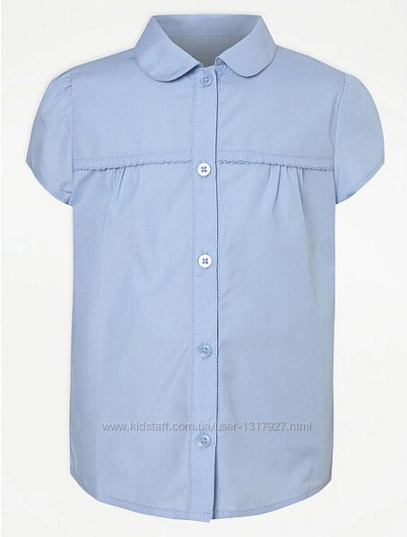 Блузка школьная George голубая с коротким рукавом для девочки 6-13 лет