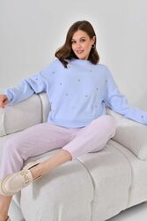 Милый свитер джемпер в сердечки оверсайз