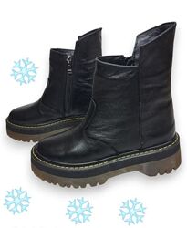  Шкіряні зимові чорні черевики