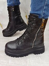 Шкіряні зимові черевики на платформі