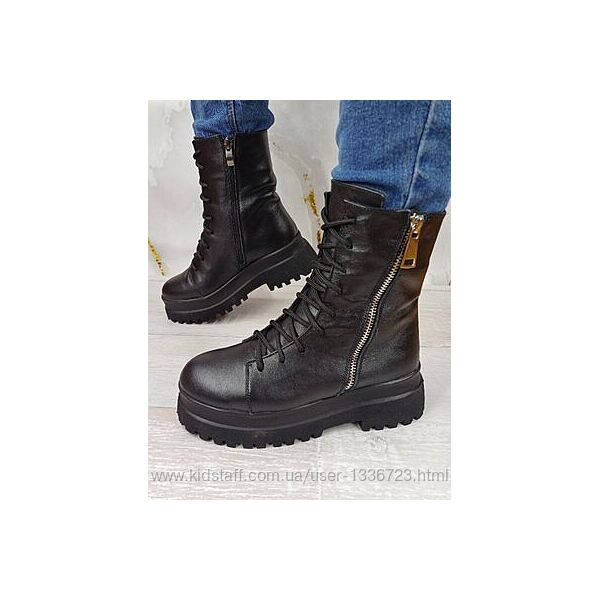 Шкіряні зимові черевики на платформі