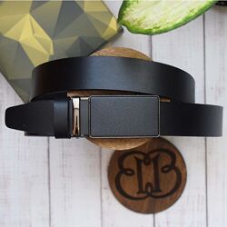 Шкіряні чоловічі ремені автомати чорного кольору з пряжкою автомат