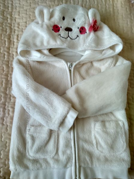 Плюшевая куртка с мишкой на капюшоне