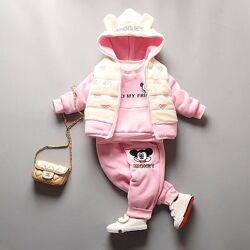 Гламурный деми костюм тройка на махре с Микки Mickey Mouse Disney.