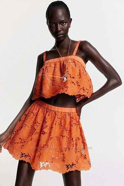 Дизайнерский костюм прошва топ и юбка H&M X The White Lotus.