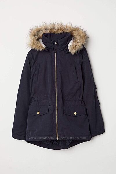 Утепленная парка с капюшоном 12-13 лет h&m
