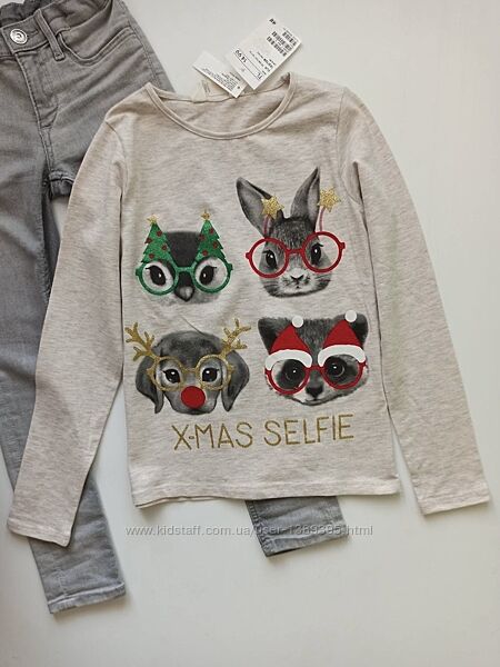 Лонгслив с новогодним принтом