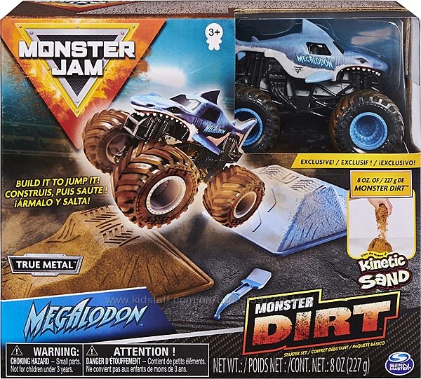 Monster Jam, Megalodon Monster Dirt Мегалодон и набор для дрифта