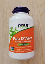 Now Foods Pau D&acutearco Кора муравьиного дерева, 250 капсул по 500 мг