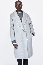 Шикарне шерстяне пальто оверсайз двубортне Zara xs-s