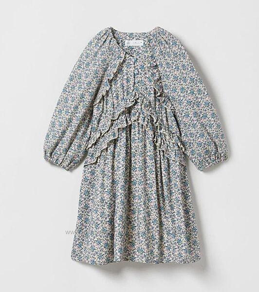 Невероятное ярусное платье в цветочный принт zara 11 лет