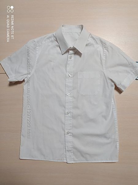 Рубашка белая детская с коротким рукавом