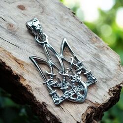 Новий патріотичний кулон Козацький тризуб, срібло 925 проби.
