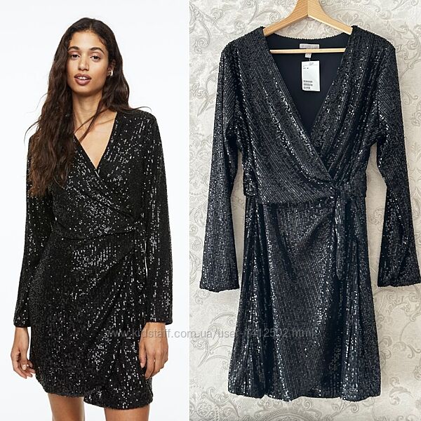 Чорна вечірня сукня в паєтках h&m