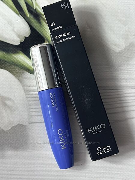 Кольорові туші maxi mod kiko milano, синя, коричнева туш kiko