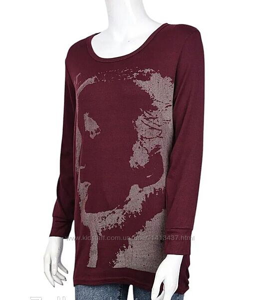 Батник, лонгслів, з кишенями, весна, бордо, 40-48