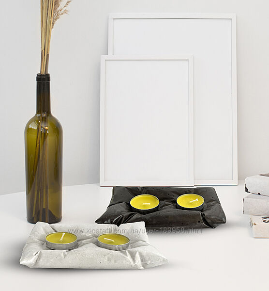 Гіпсовий декор для свічок. Свічка в гіпсових кашпо. Гіпсові підставки