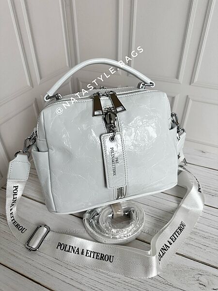 Жіноча шкіряна лакована сумка. Клатч шкіряний. Кросбоді. Polina&Eiterou.